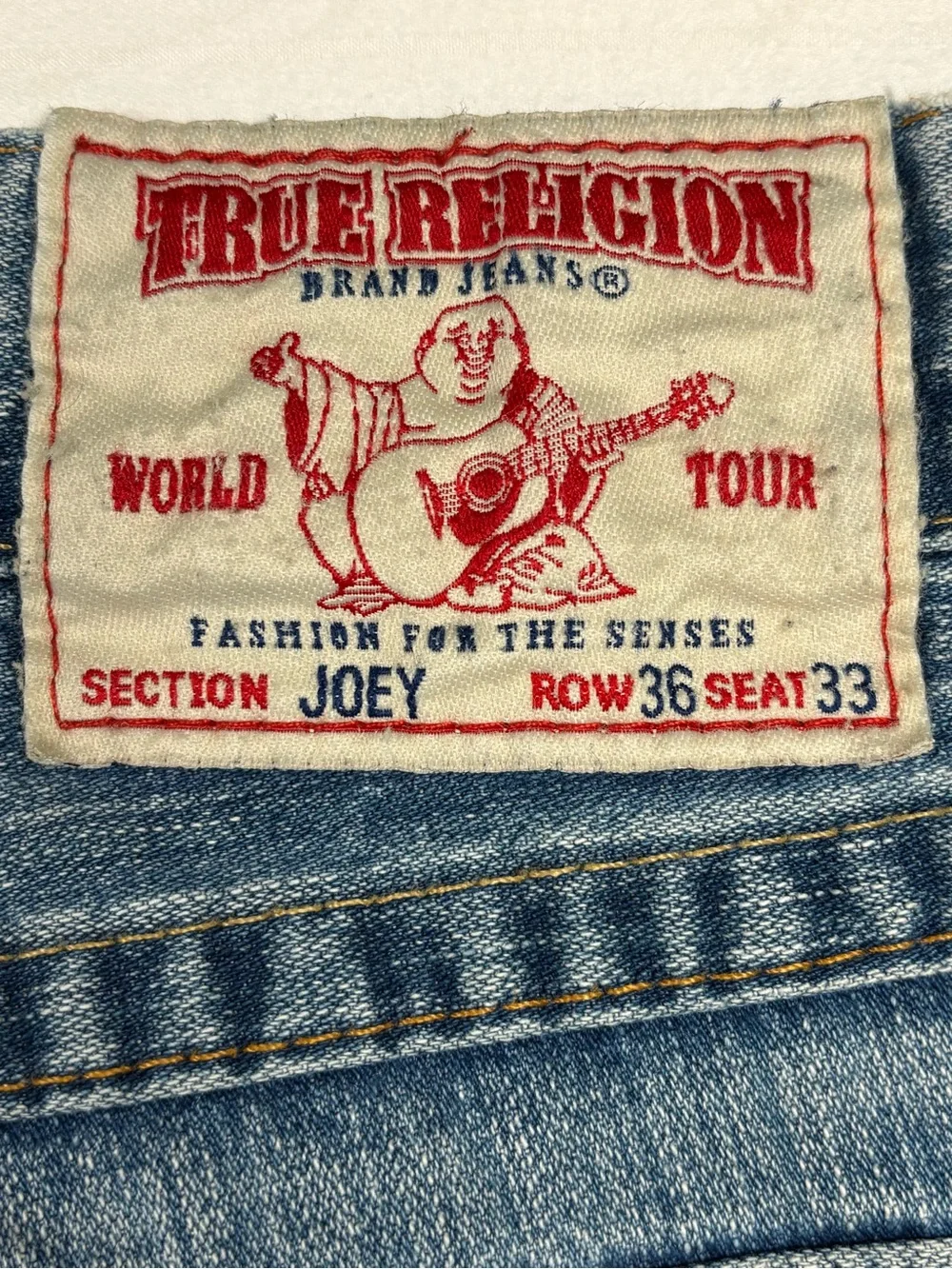 True Religion Classic Men's Joey 36 33 Blue Washed Straight-Leg Jeans